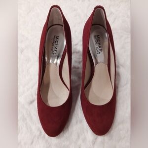 Michael Kors Burgundy Sueded Leather Round Toe Pumps